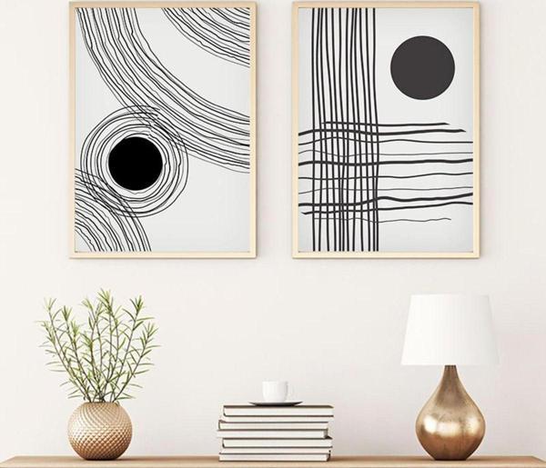 Huhuli Ahşap Çerçeveli Modern Tablo Seti Huhu59 - Image 1