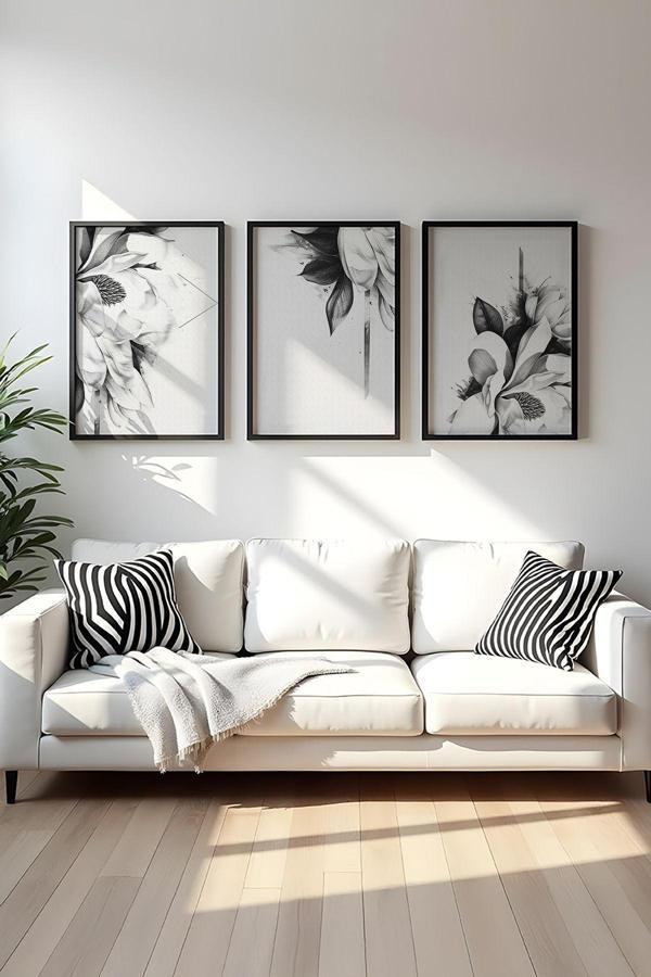 Huhuli Ahşap Siyah Çerçeveli 3 Parça Set Tablo Huhu479 - Image 1