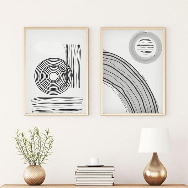 Huhuli Ahşap Çerçeveli Modern Tablo Seti Huhu58 - Image 1