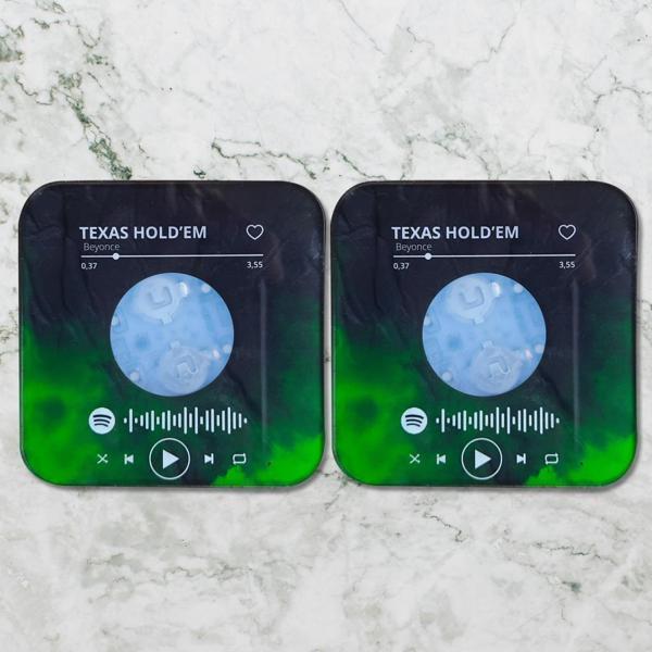 Veraart Epoksili Işıklı Kare Tasarım Kendi Müziğini Yarat Karekodlu Spotify Yeşil Bardak Altlığı 2 li - Image 1