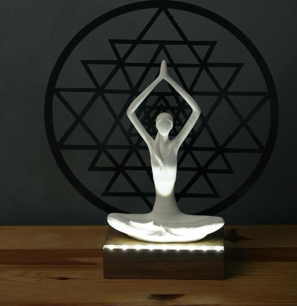 Veraart Işıklı Kişiselleştirilebilir Sri Yanta Yoga Yapan Kadın Biblo Gece Lambası Dekoratif Obje  Siyah  - Image 1