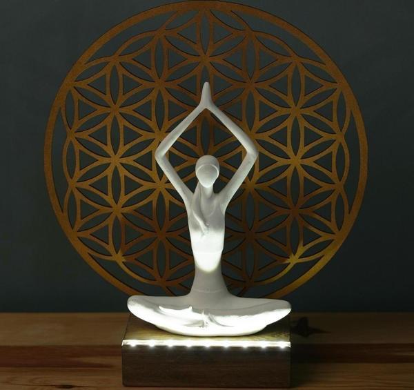 Veraart Işıklı Kişiselleştirilebilir Yaşam Çiçeği Yoga Yapan Kadın Biblo Gece Lambası Dekoratif Obje Gold - Image 1