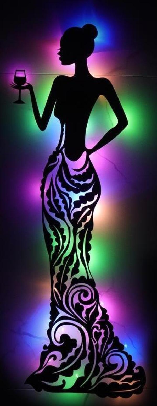 Veraart Işıklı  Kadın Temalı Tablo Bloom Dekoratif Gece Lambası 85 cm - Image 1