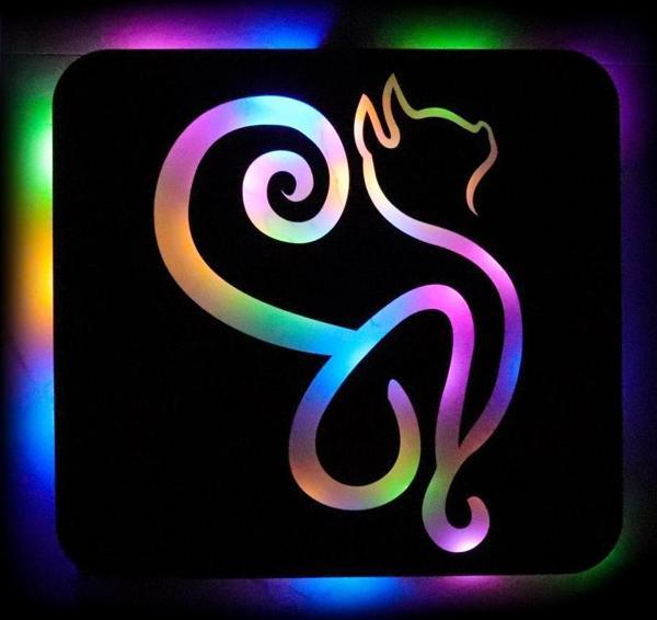 Veraart Işıklı  Kişiselleştirilebilir Kedi Temalı Tablo Danica Dekoratif Gece Lambası 40 cm - Image 1