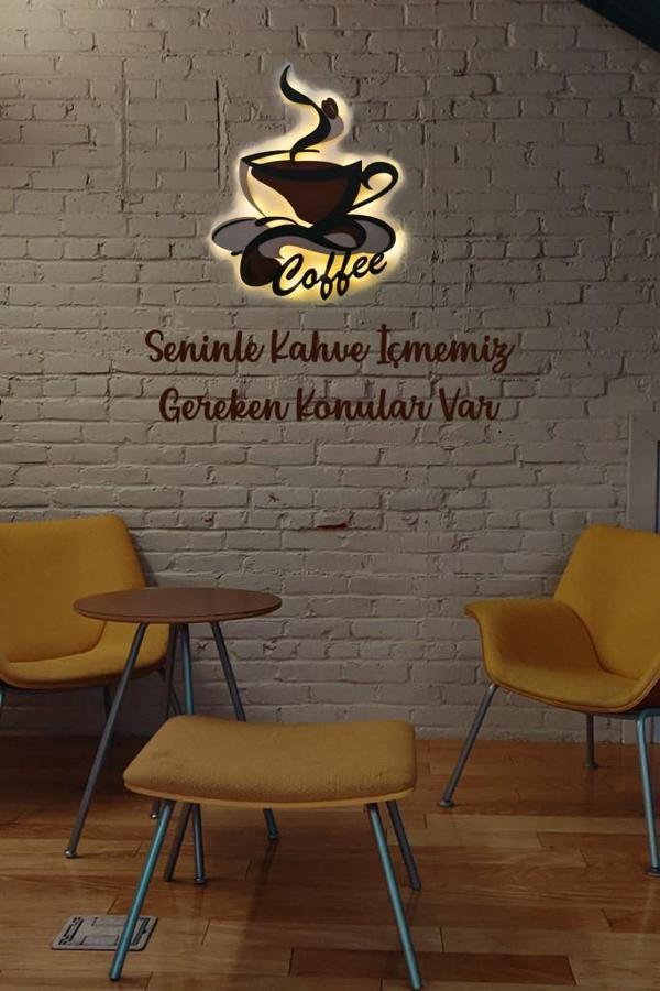 Veraart Işıklı 2 Katmanlı Kişiye Özel Kahve Fincanı Figürlü Tablo Mutfak ve Cafe Duvar Dekorasyonu - Image 1