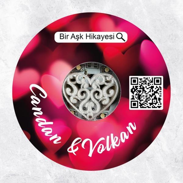 Veraart Işıklı Kişiselleştirilebilir Kendi Müziğini Yarat Karekodlu Pembe Kalp Pleksi Bardak Altlığı - Image 1