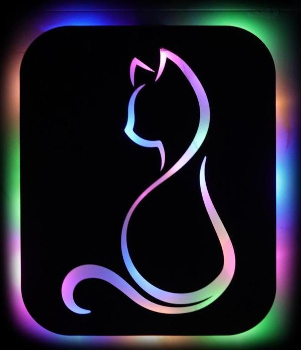 Veraart Işıklı Kişiselleştirilebilir Kedi Temalı Tablo Gayne Dekoratif Gece Lambası 40 cm - Image 1