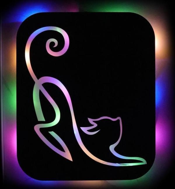 Veraart Işıklı Kişiselleştirilebilir Kedi Temalı Tablo Simba Dekoratif Gece Lambası 60 cm - Image 1