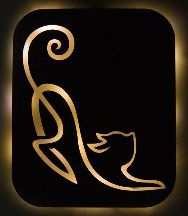 Veraart Işıklı Kişiselleştirilebilir Kedi Temalı Tablo Simba Dekoratif Gece Lambası 80 cm - Image 1