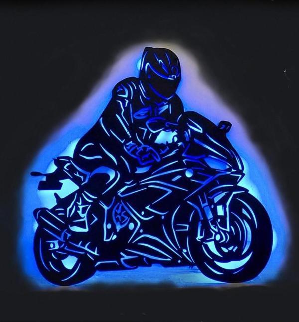Veraart Işıklı Bmw S1000rr Motor Dekoratif Tablo Duvar Dekorlu Gece Lambası - Image 1