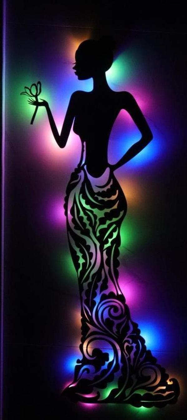 Veraart Işıklı Çiçekli Kadın Temalı Tablo Bloom Dekoratif Gece Lambası 100 cm - Image 1
