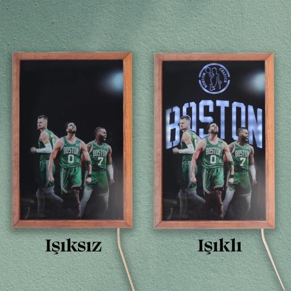 Veraart Işıklı Pleksi Basketbol Temalı Sürpriz Tablo Boston Celtics Dekoratif Ayaklı Biblo - Image 1