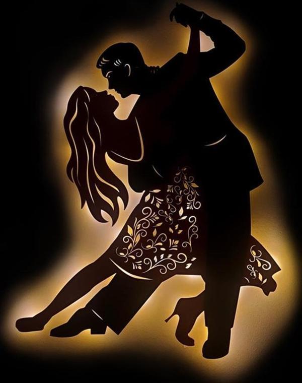 Veraart Işıklı Dans Eden Çift Temalı Tablo Passion Dekoratif Gece Lambası 60 cm - Image 1