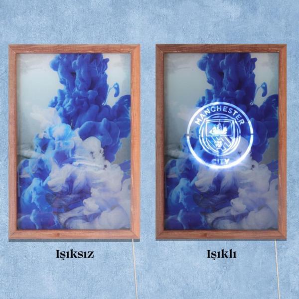 Veraart Işıklı Pleksi Futbol Temalı Sürpriz Tablo Manchester City FC Dekoratif Ayaklı Biblo - Image 1