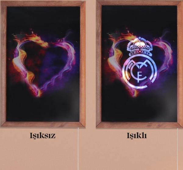 Veraart Işıklı Pleksi Futbol Temalı Sürpriz Tablo Real Madrid CF Dekoratif Ayaklı Biblo - Image 1