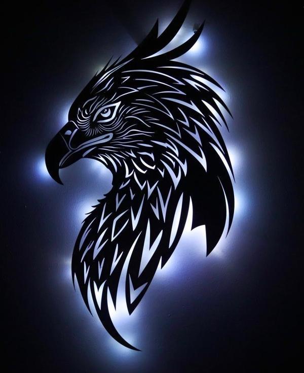 Veraart Işıklı Portre Kartal Figürlü Tablo Duvar Dekorlu Gece Lambası 60 cm - Image 1