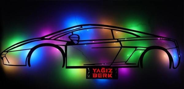 Veraart Işıklı Kişiselleştirilebilir Araba Temalı Tablo Lamborghini Dekoratif Gece Lambası 100 cm - Image 1
