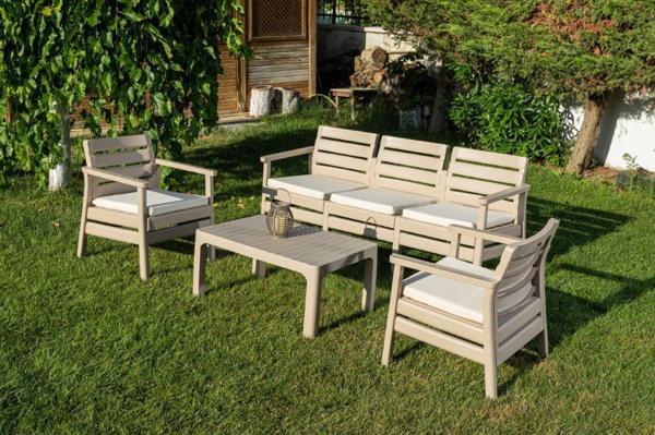 Omnipazar SY-2493 Solemare 3'lü Bahçe Oturma Grubu Koltuk Takımı  Bej - Image 1