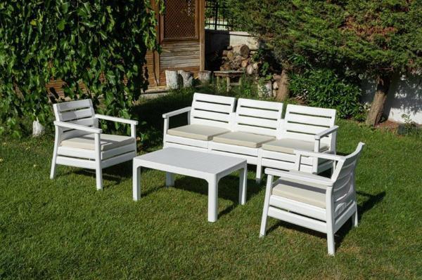Omnipazar SY-2493 Solemare 3'lü Bahçe Oturma Grubu Koltuk Takımı  Beyaz - Image 1
