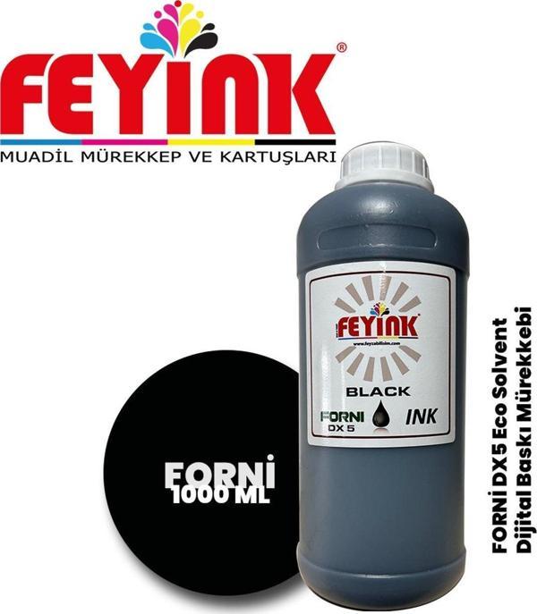 ® Forni Ecosolvent Dijital Baskı Mürekkebi Epson DX5 Kafa Uyumlu Black (Siyah) -1000ml- - Image 1