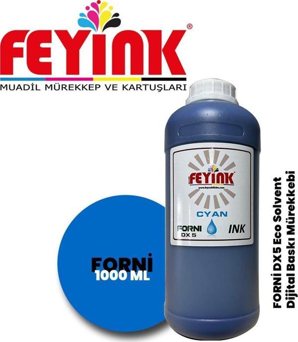 ® Forni Ecosolvent Dijital Baskı Mürekkebi Epson DX5 Kafa Uyumlu Cyan (Mavi) -1000ml- - Image 1