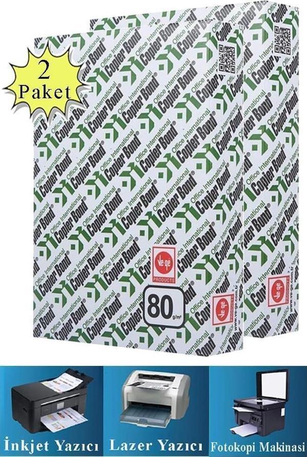 Fotokopi Kağıdı A4 80 gr 500 lü 2 Paket Copierbond Fotokopi Kağıdı Lazer İnkjet ve Fotokopi Makineleri İçin Uyumlu - Image 1