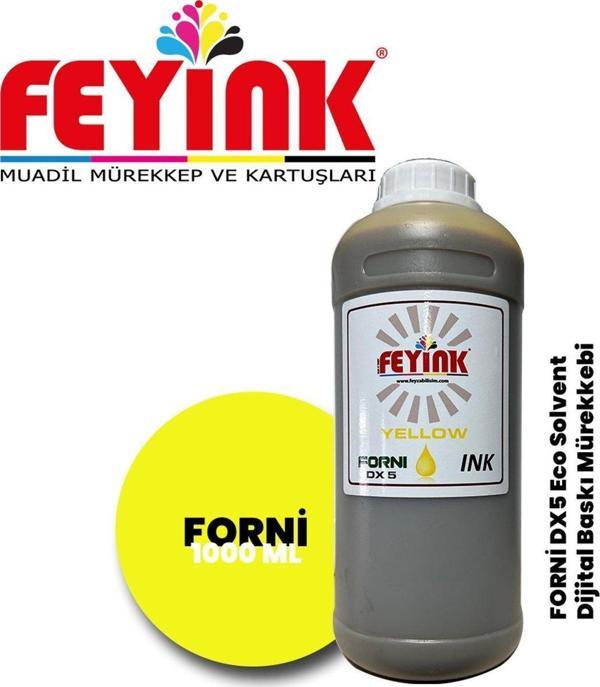® Forni Ecosolvent Dijital Baskı Mürekkebi Epson DX5 Kafa Uyumlu Yellow (Sarı) -1000ml- - Image 1