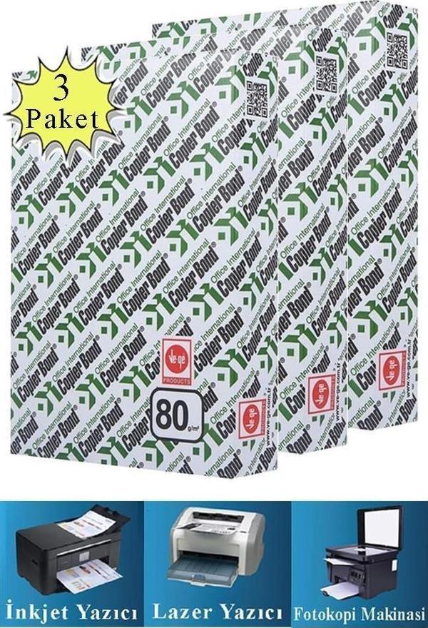 Fotokopi Kağıdı A4 80 gr 500 lü 3 Paket Copierbond Fotokopi Kağıdı Lazer İnkjet ve Fotokopi Makineleri İçin Uyumlu - Image 1