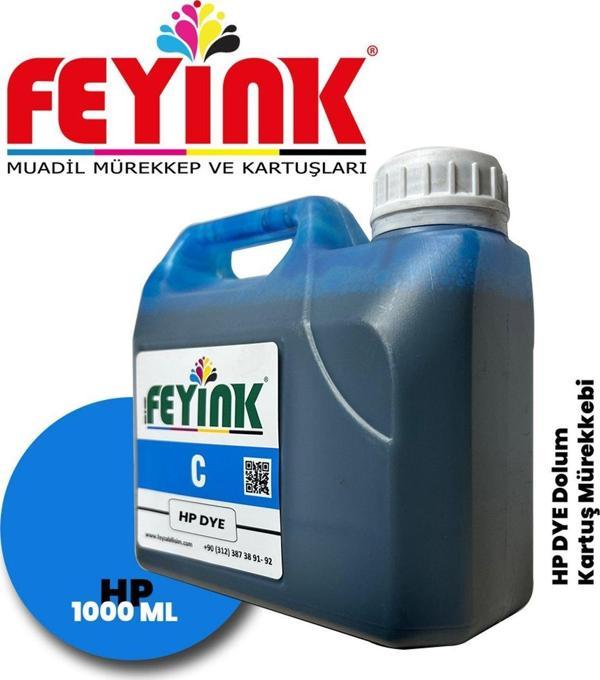 Feyink® Samink Hp Vivera T Serisi Plotter DYE Kartuş Dolum Mürekkebi T610/T770/T790/T795/T920/T2300/C (Cyan) -1000ml- - Image 1