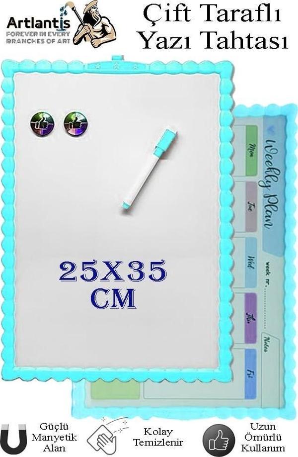 Manyetik Çift Taraflı Yazı Tahtası Renkli 25x35 cm 1 Adet Çocuklar için Silinebilir Mıknatıslı Yazı Tahtası Plastik - Image 1