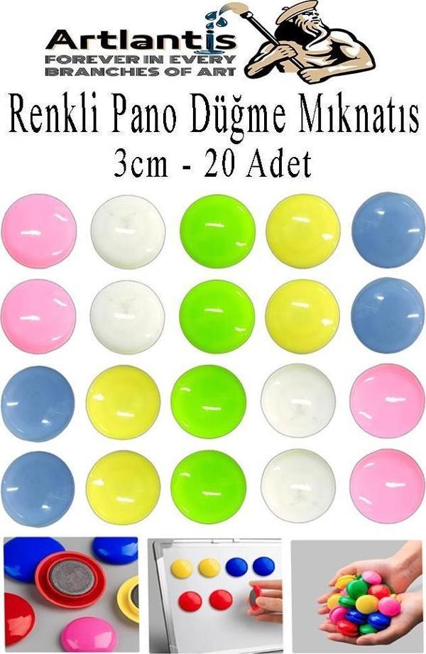 Renkli Pano Düğme Mıknatısı 20 li 1 Paket Manyetik Yuvarlak Mıknatıs Buzdolabı Renkli Plastik Kaplı Dekarasyon Hobi Etki - Image 1