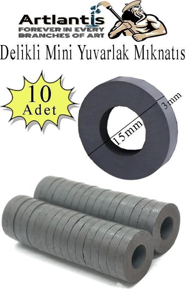 Yuvarlak Delikli Mıknatıs Mini 10 Adet 15x3 mm Mini Mıknatıs Seramik Kömür Mıknatıs Nişan Düğün Sünnet Çok Amaçlı Süslem - Image 1