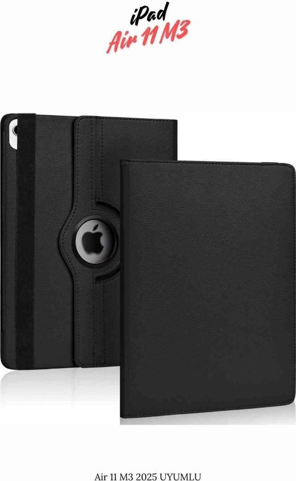 iPad Air 11 M3 2025 Uyumlu 360° Yatay Dikey Dönebilen Deri Tablet Kılıfı - Image 1