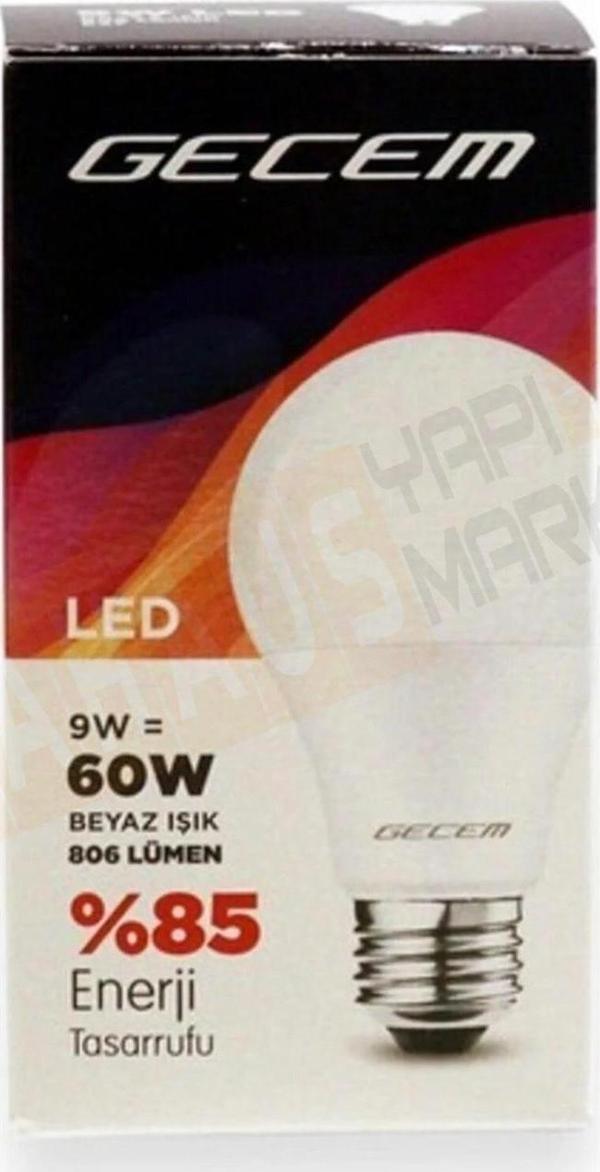 Gecem 9W LED Ampul E27 Duy 6500K - Beyaz Işık - Image 1