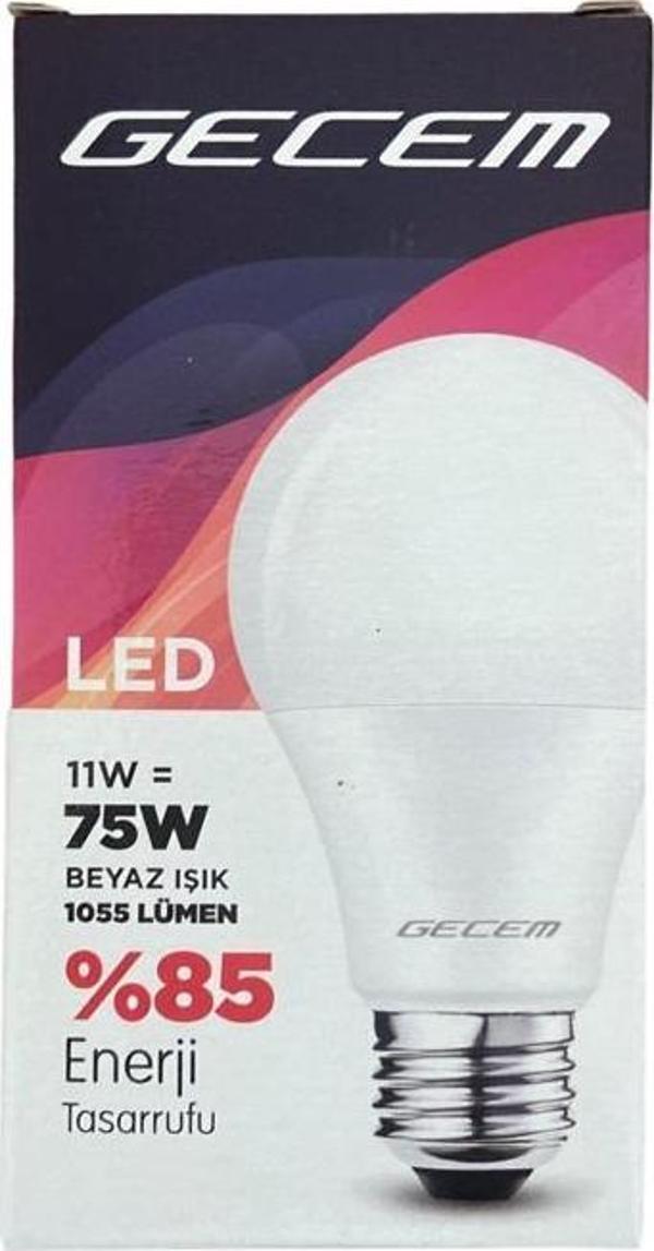 GECEM SLIM 11W 75W BEYAZ IŞIK 1055 LÜMEN 6500K AMPUL - Image 1