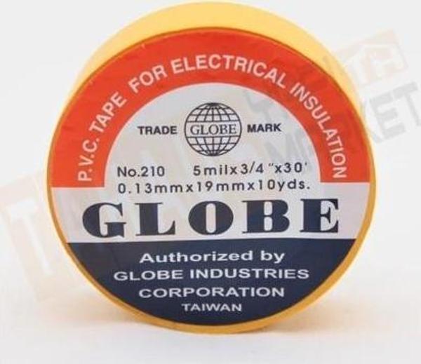 Globe Pvc Elektrik Izolasyon Bant .0.13X19X10YRDS. (Sarı) - Image 1
