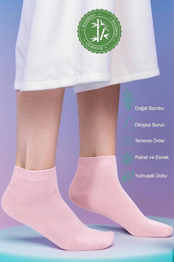 Dikişsiz Bambu Kısa Çorap Pembe - Image 1