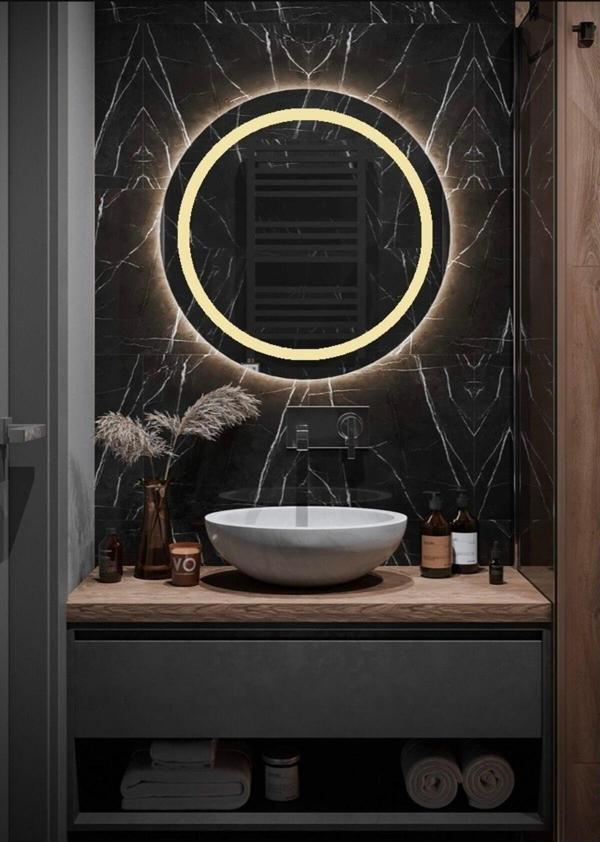 Nuun Dekor 60Cm Günışığı Ledli Ayna, Kumlamalı Banyo Lavabo Ofis Makyaj Kuaför Aynası - Trafolu - Image 1