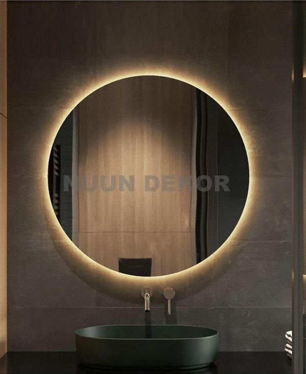 Nuun Dekor 80Cm Günışığı Ledli Ayna, Banyo Aynası / Dekoratif Duvar Aynası / Ledli Yuvarlak Ayna - Trafolu - Image 1