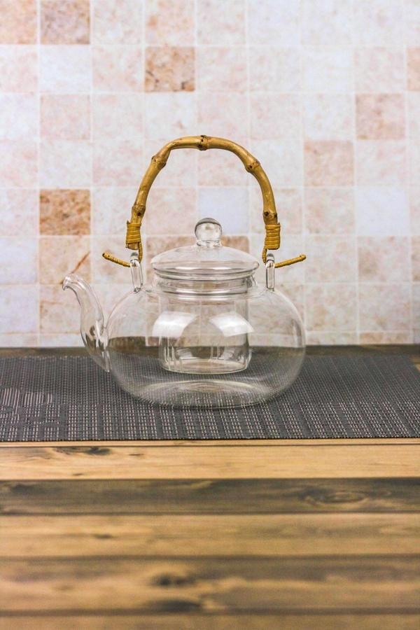 Colletta - Bambu Saplı Cam Süzgeçli Cam Bitki Çayı Demliği 1000 Ml - Image 1