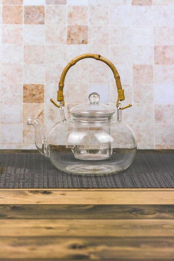 Colletta - Bambu Saplı Cam Süzgeçli Cam Bitki Çayı Demliği 1200 Ml - Image 1