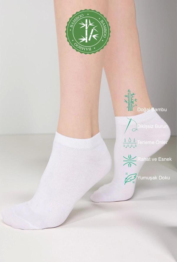 Dikişsiz Bambu Kısa Çorap Beyaz - Image 1