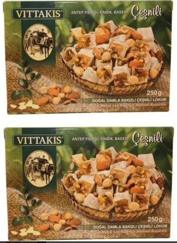 Vittakis Damla Sakızlı Çeşnili Lokum 250 gr 2 Adet - Image 1