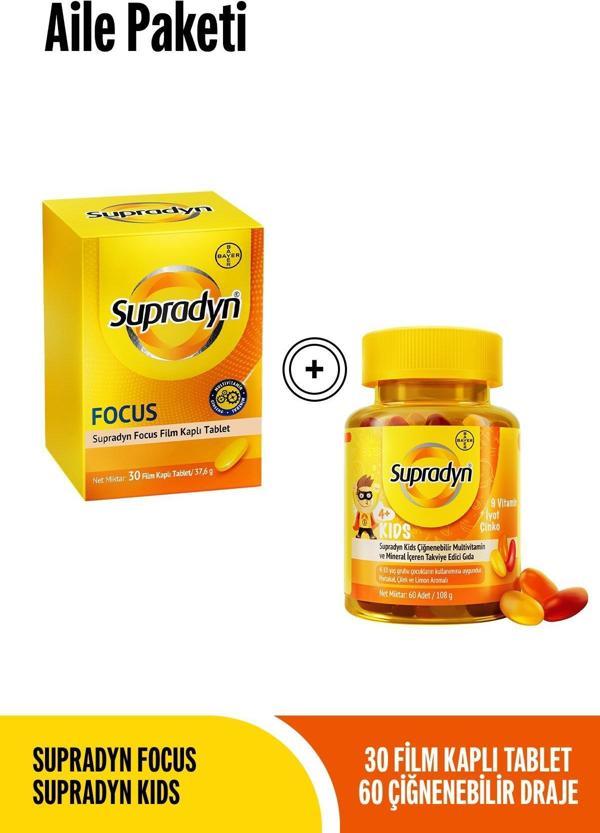 Supradyn Focus 30 Film Kaplı Tablet+ Supradyn Kids Aile Paketi - Image 1