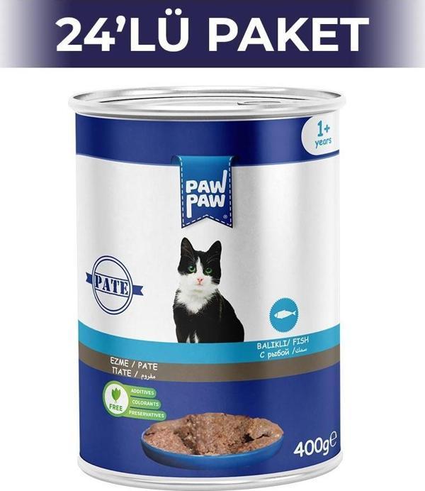 Paw Paw Pate Balıklı Yetişkin Kedi Konserve Maması 400 gr 24 Adet - Image 1