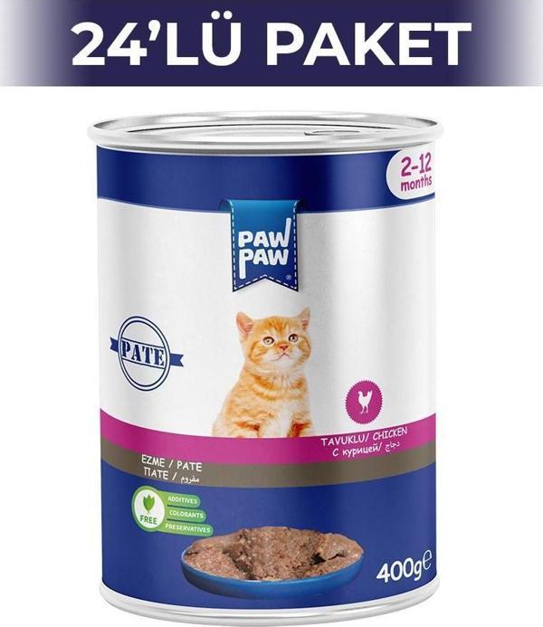 Paw Paw Pate Tavuklu Yavru Kedi Konserve Maması 400 gr 24 Adet - Image 1