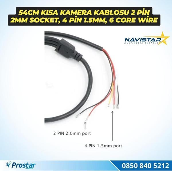 54 cm RCA Kısa Kamera Kablosu 2 pin 2mm socket, 4 pin 1.5mm, 6 core wire - Image 1