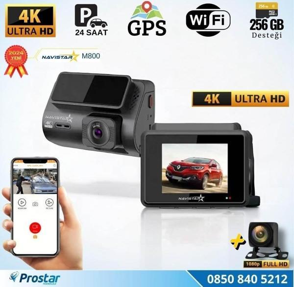M800 Wifi + GPS 4K Çift Kameralı 170° Geniş Açı Lens Gece Görüşlü Akıllı Araç İçi Kamera + 1080P Arka Kamera - Image 1