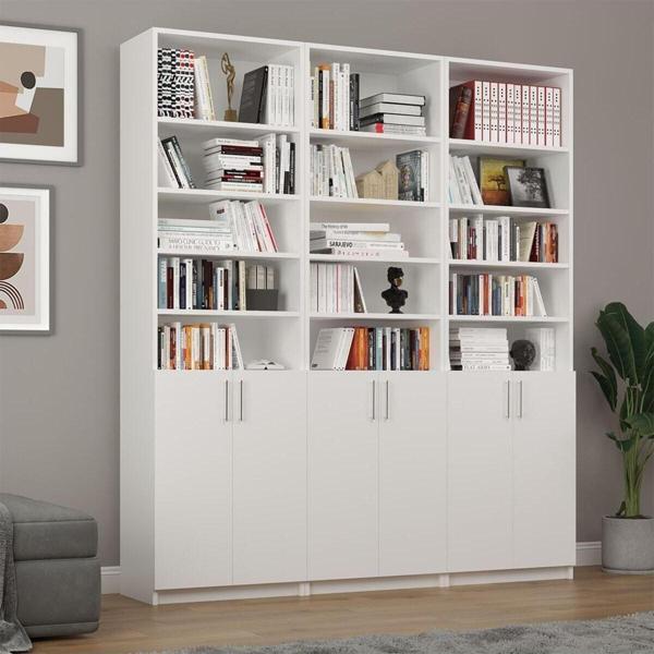 %100 MDFLAM Beyaz Kapaklı Kitaplık K-50 - Image 1