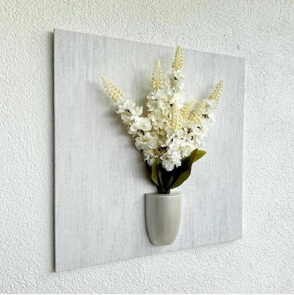 ST Dekor Kabartma Dokulu, Beyaz Şebboy Çiçekli 3D Tablo - Image 1